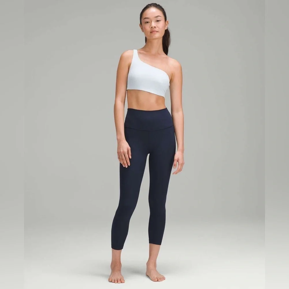 Lululemon Ribbed Nulu Asymmetrical Yoga Bra in Powder Blue Size 10